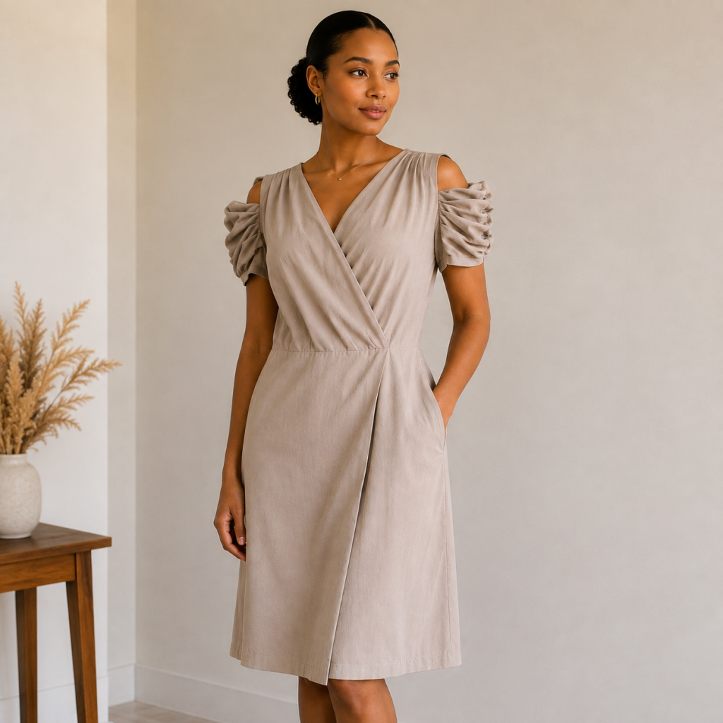 Stone Wrap-Style Dress - Size 32 to 34
