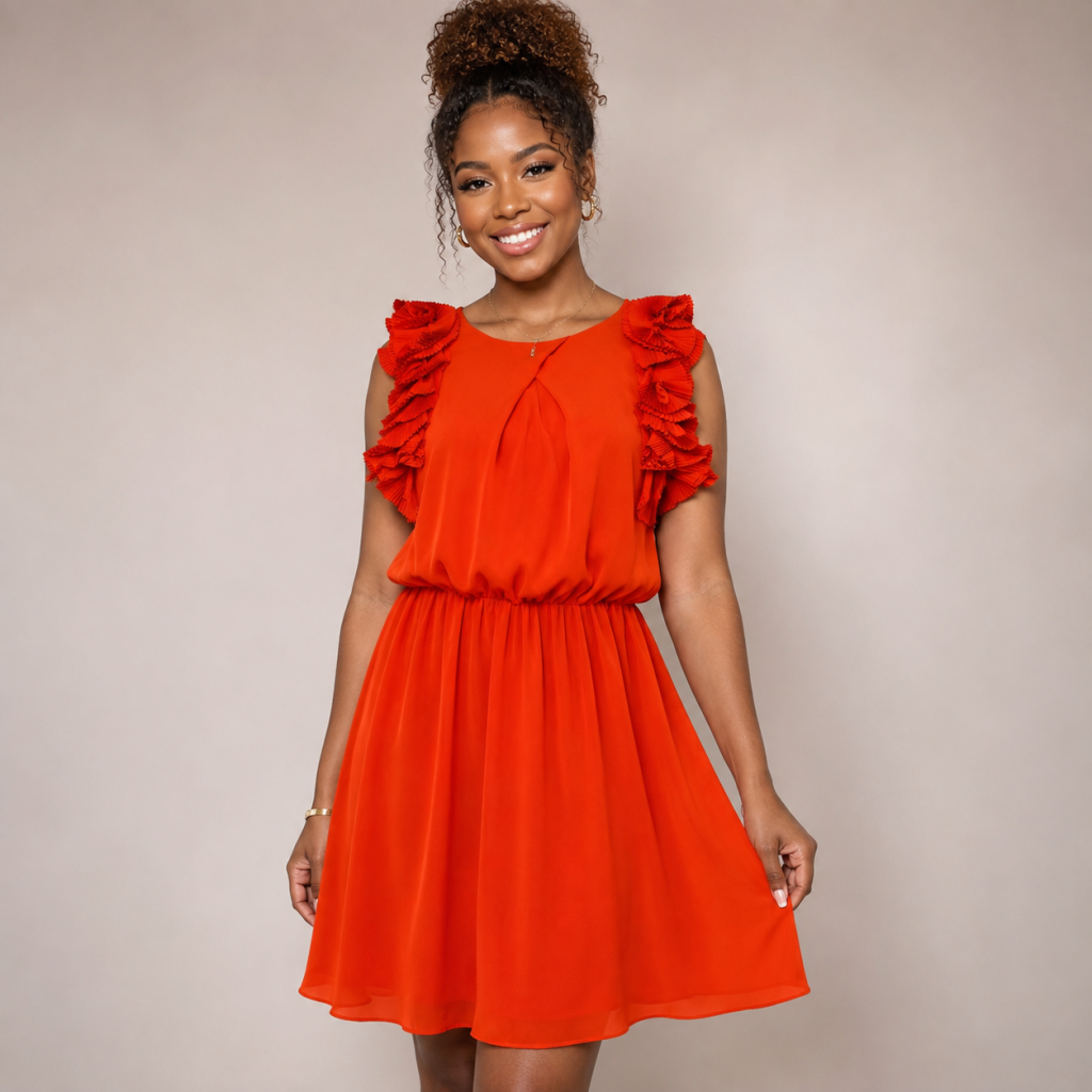 Orange Satin Dress - 32