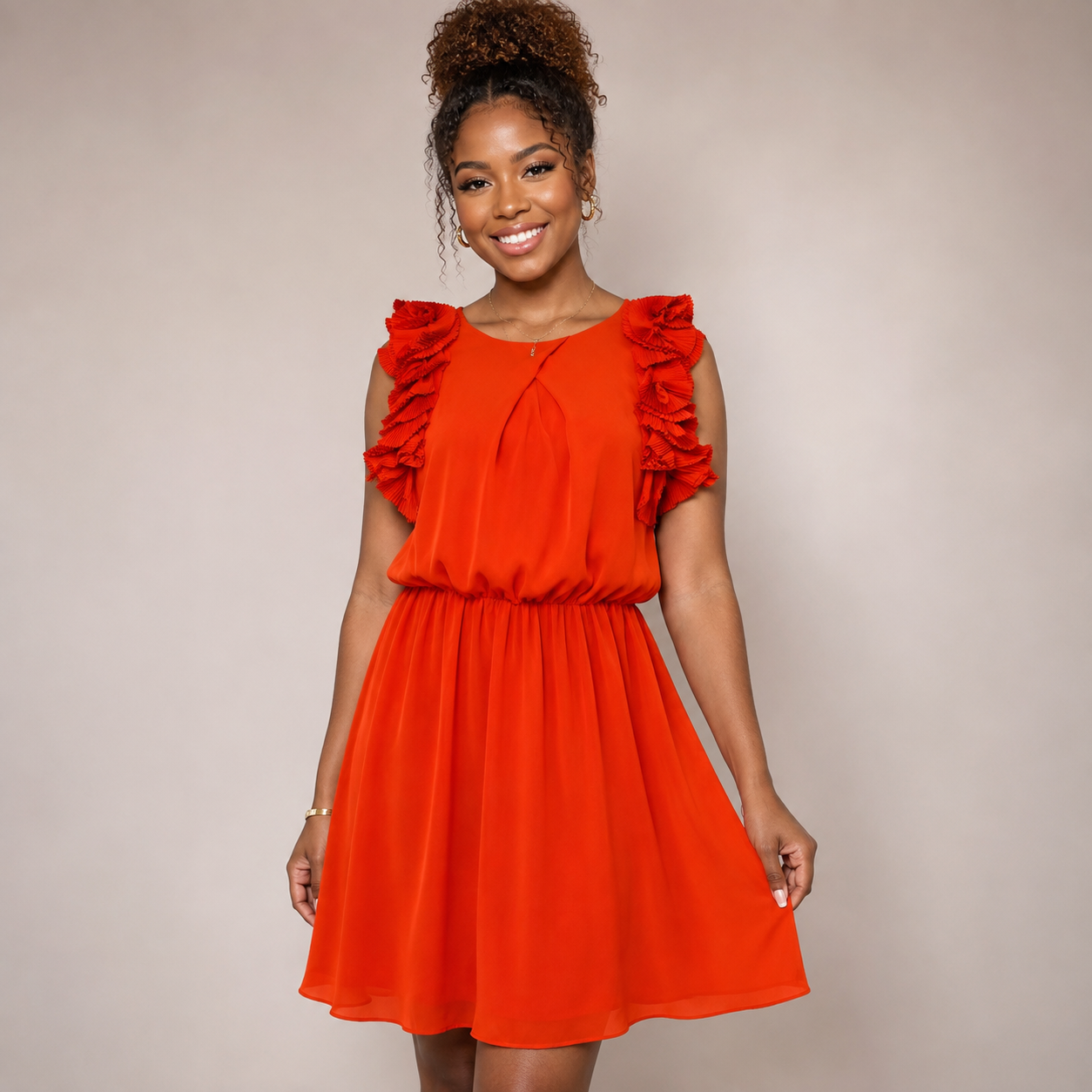 Orange Satin Dress - 32