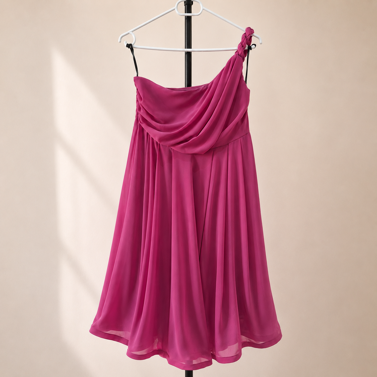 Pink Chiffon Draped Dress - Size 32