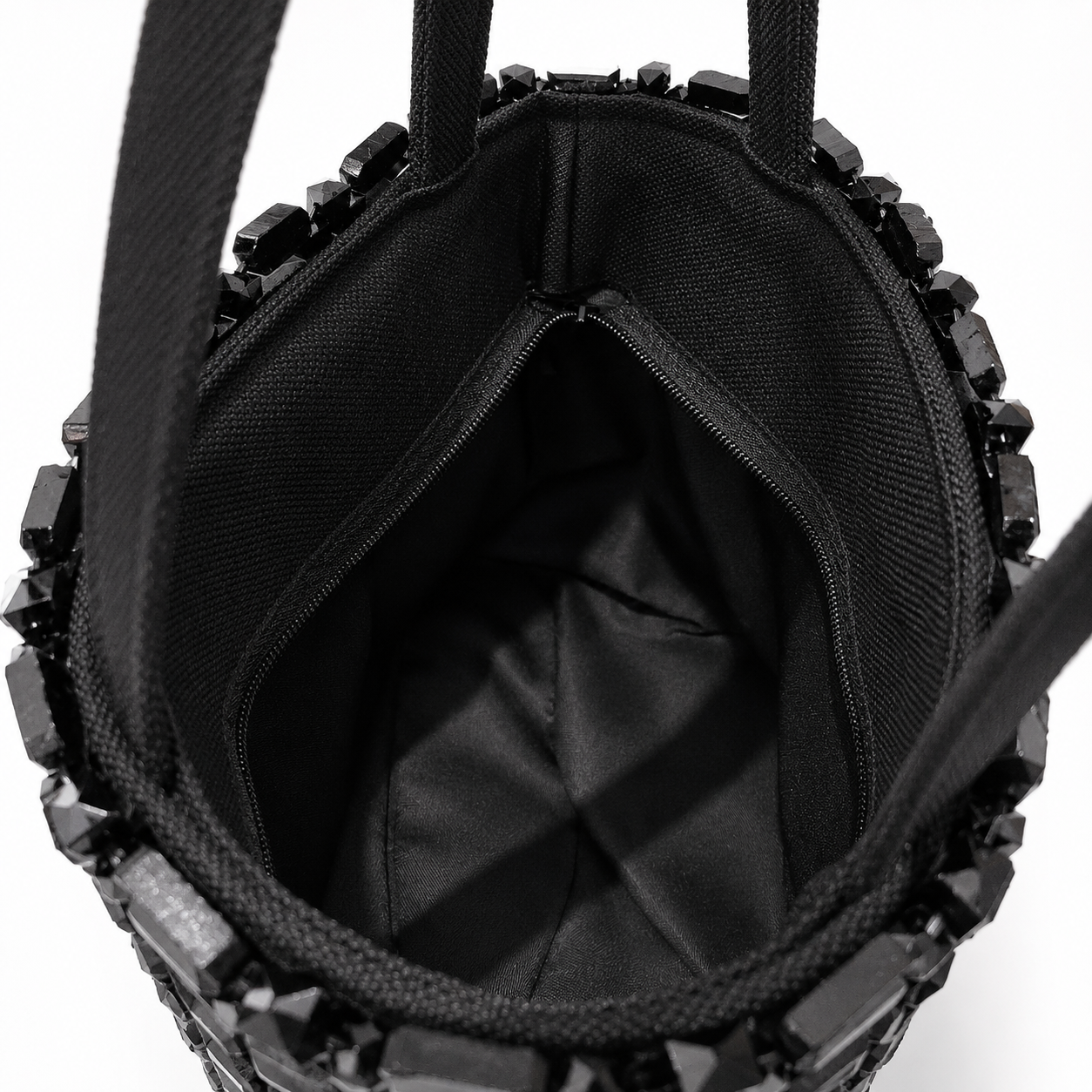 Black Beaded Tote Handbag - Image 2