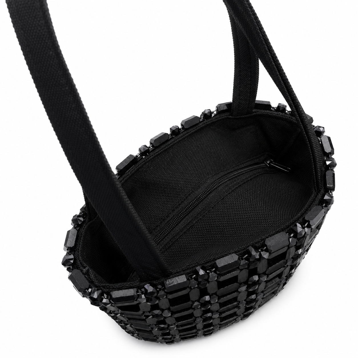 Black Beaded Tote Handbag - Image 5