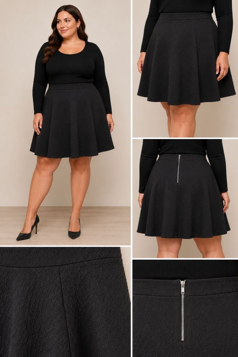 Black Textured Short Skirt – Size 38