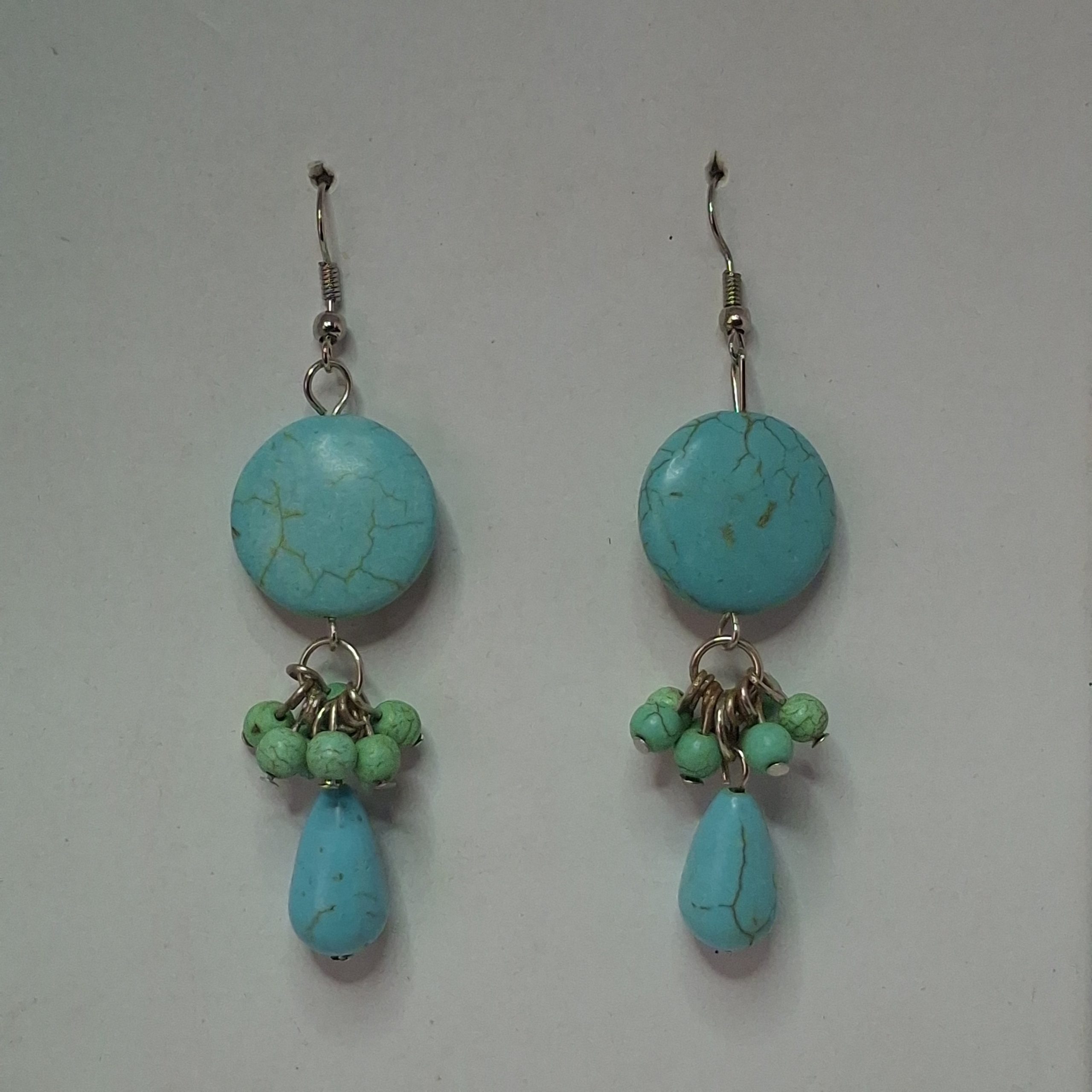 Turquoise & Green Marble Earrings - Image 2
