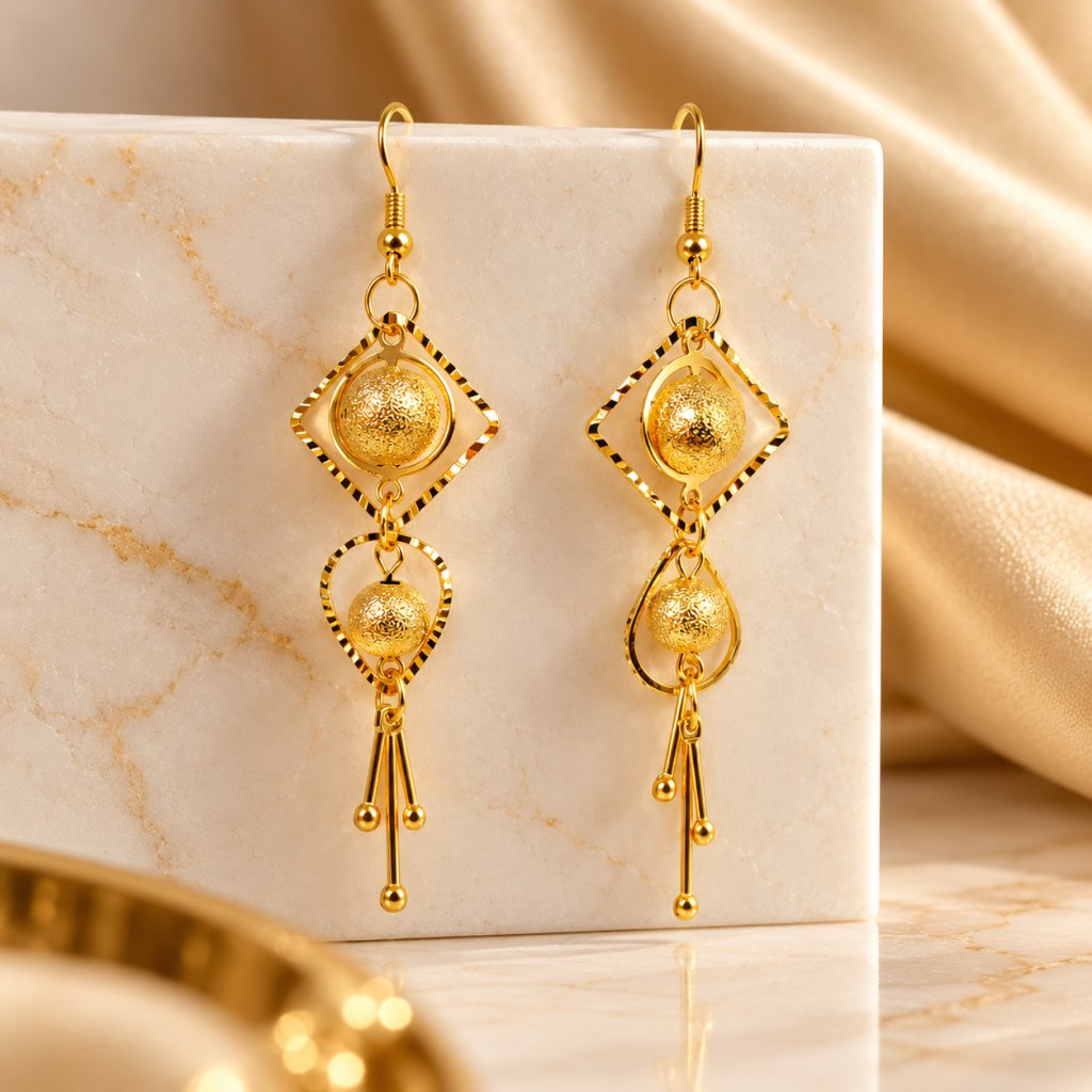 Elegant Gold Geometric Drop Earrings
