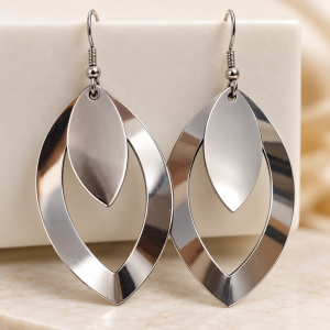 Silver Metallic Drop Earrings